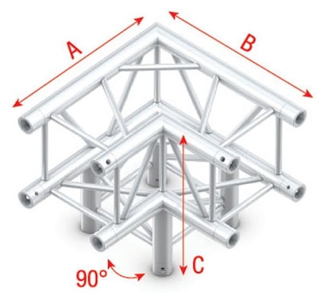 Showtec FQ30012HD Corner 3-way 90 Heavy Duty Pro-30 Square F Truss FQ30012HD