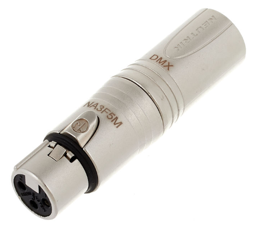 Neutrik NA3 F5M Adaptador XLR Hembra 3 Pins a XLR Macho 5 Pins DMX NA3 F5M