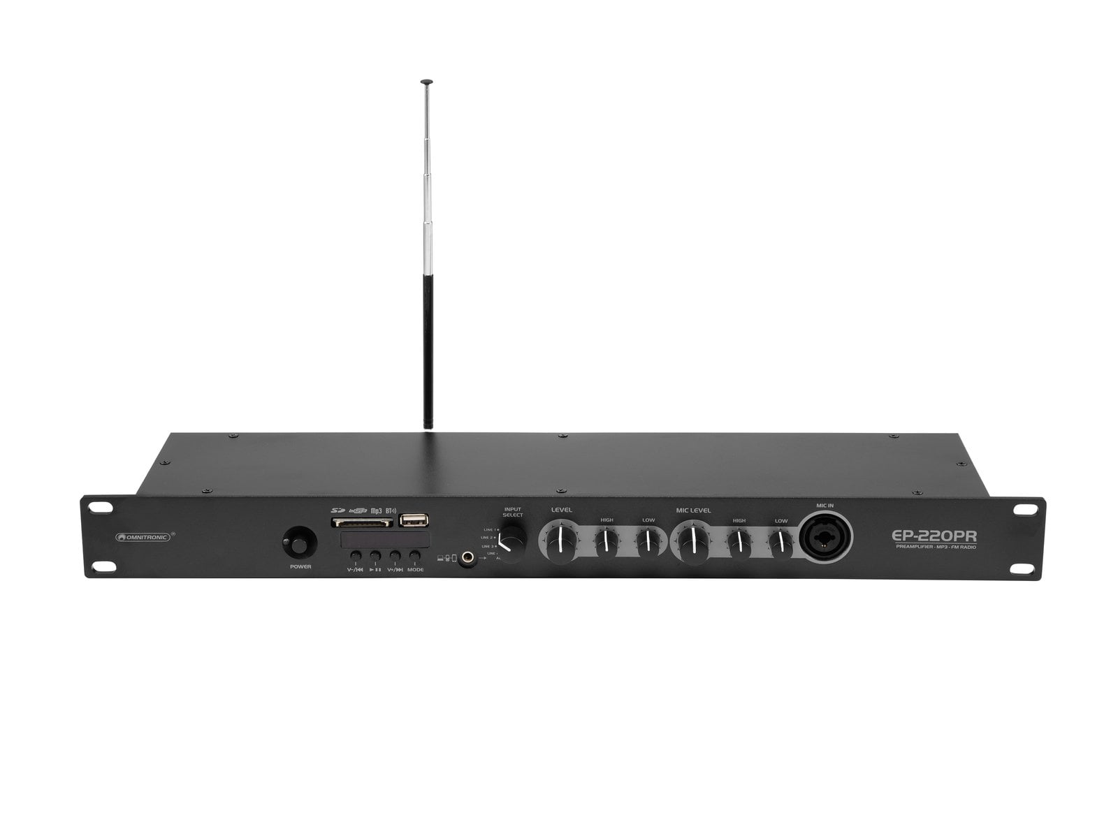 Omnitronic EP-220PR Preamplificador con Reproductor MP3 y Radio FM EP-220PR