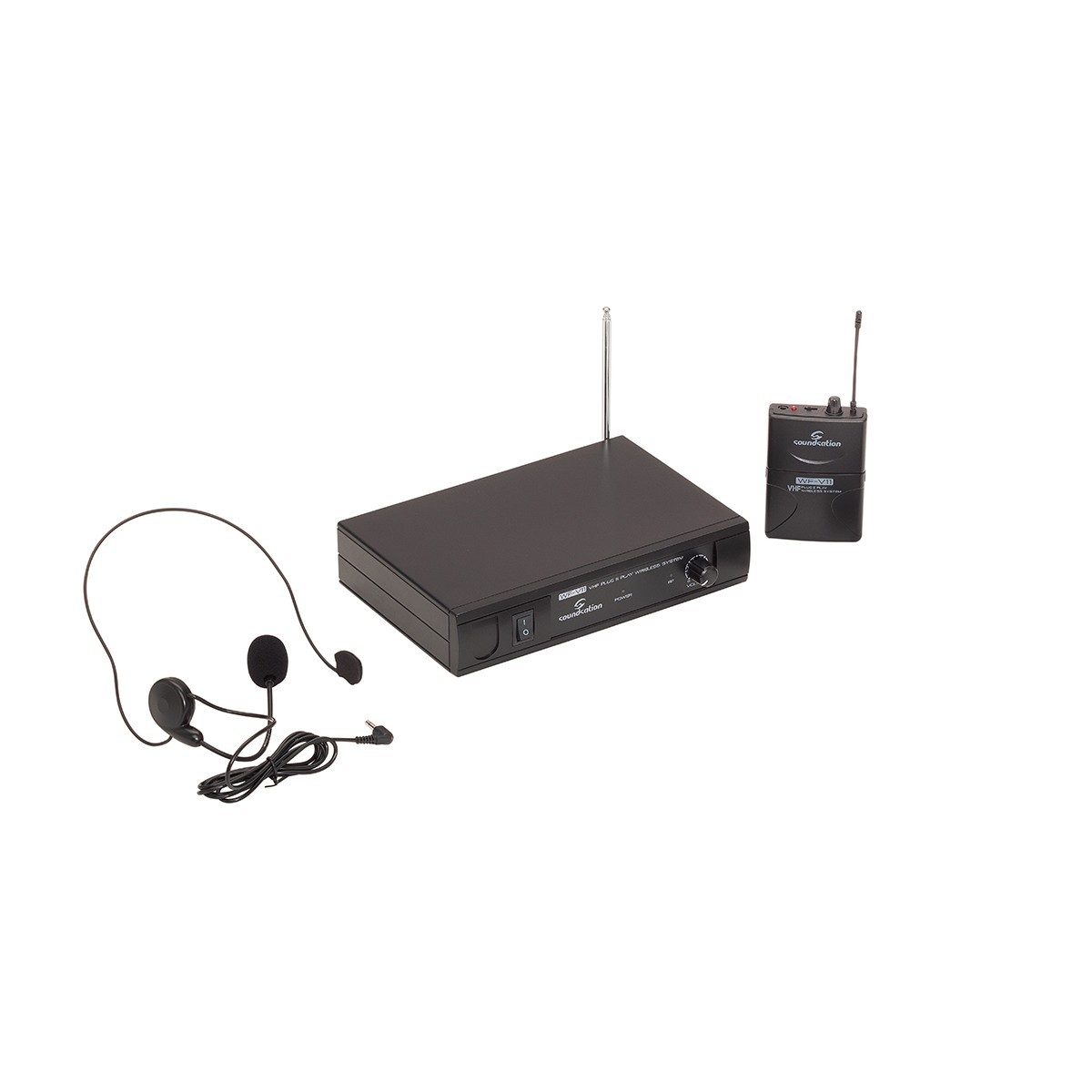 Soundsation Micrófono inalámbrico VHF Plug and Play WF-V11PD con mochila y auricu WF-V11PD