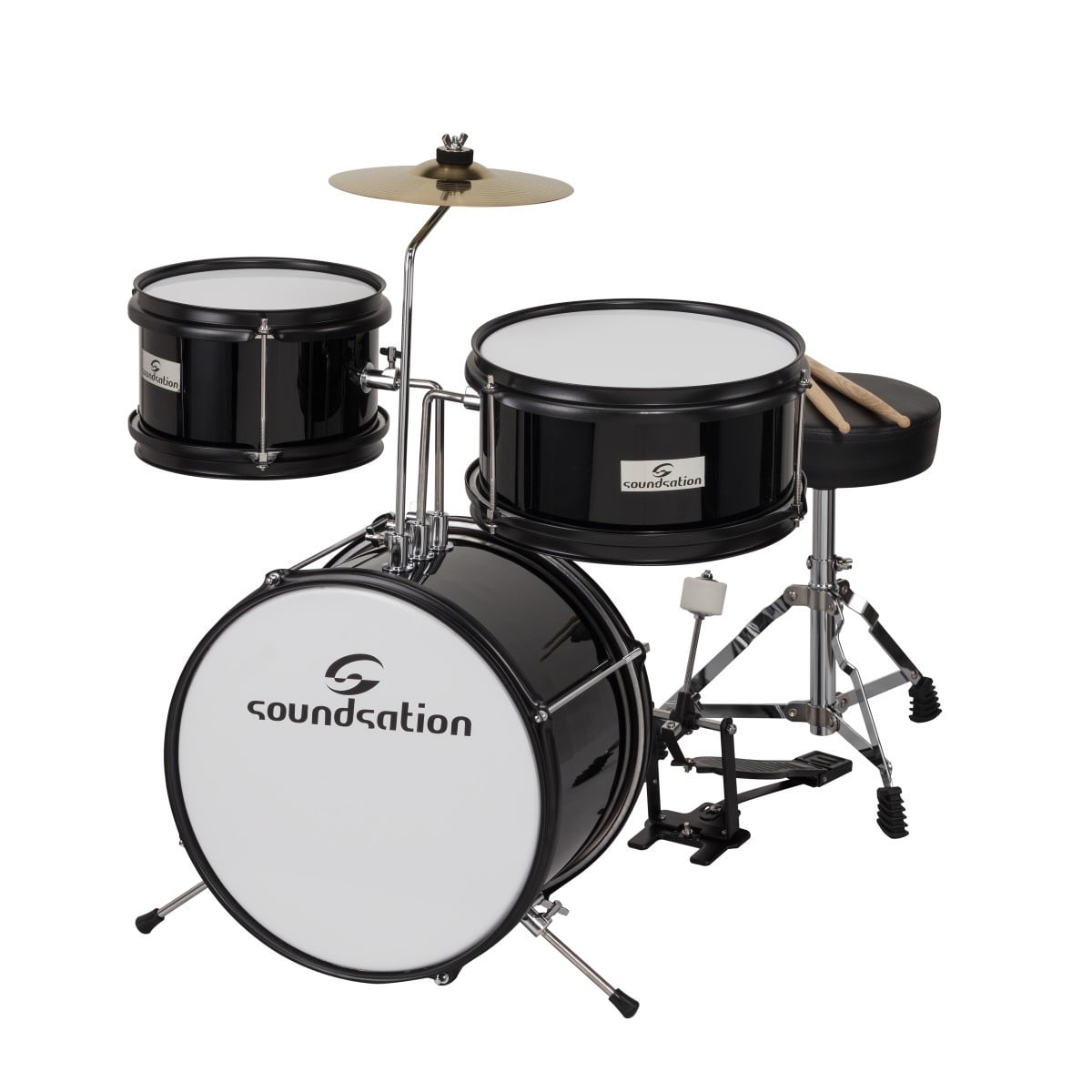 Soundsation JDK313-BK Batería completa para jóvenes, 3 cascos, color negro. JDK313-BK