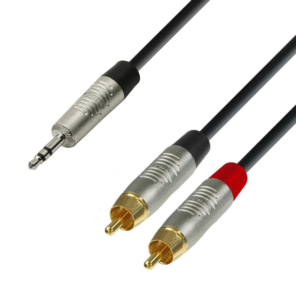 Adam Hall Cables K4 YWCC 0300 Cable de Audio REAN de Minijack 3,5 mm estéreo a 2 RCA macho 3 m K4YWCC0300