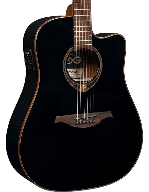LAG T118DCE-BLK Guitarra Electro Acústica Formato Dreadnought con Cutaway Serie Tramontane Acabado Negro Satinado T118DCE-BLK