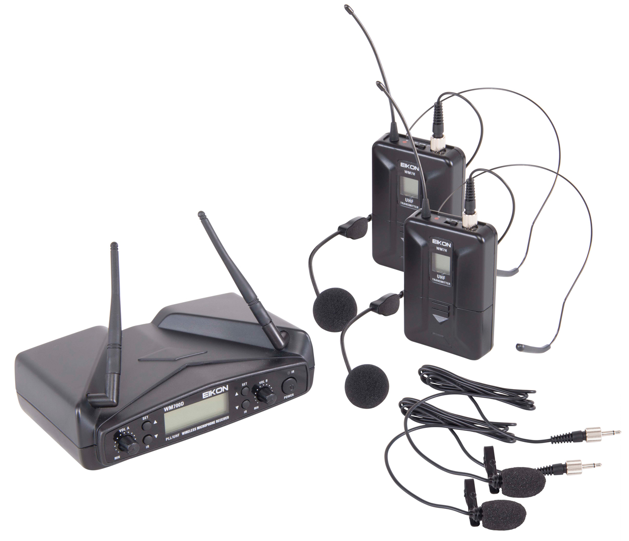 Eikon WM700DH. Sistema Micrófono Inalámbrico de Diadema PLL UHF Doble Canal WM700DH
