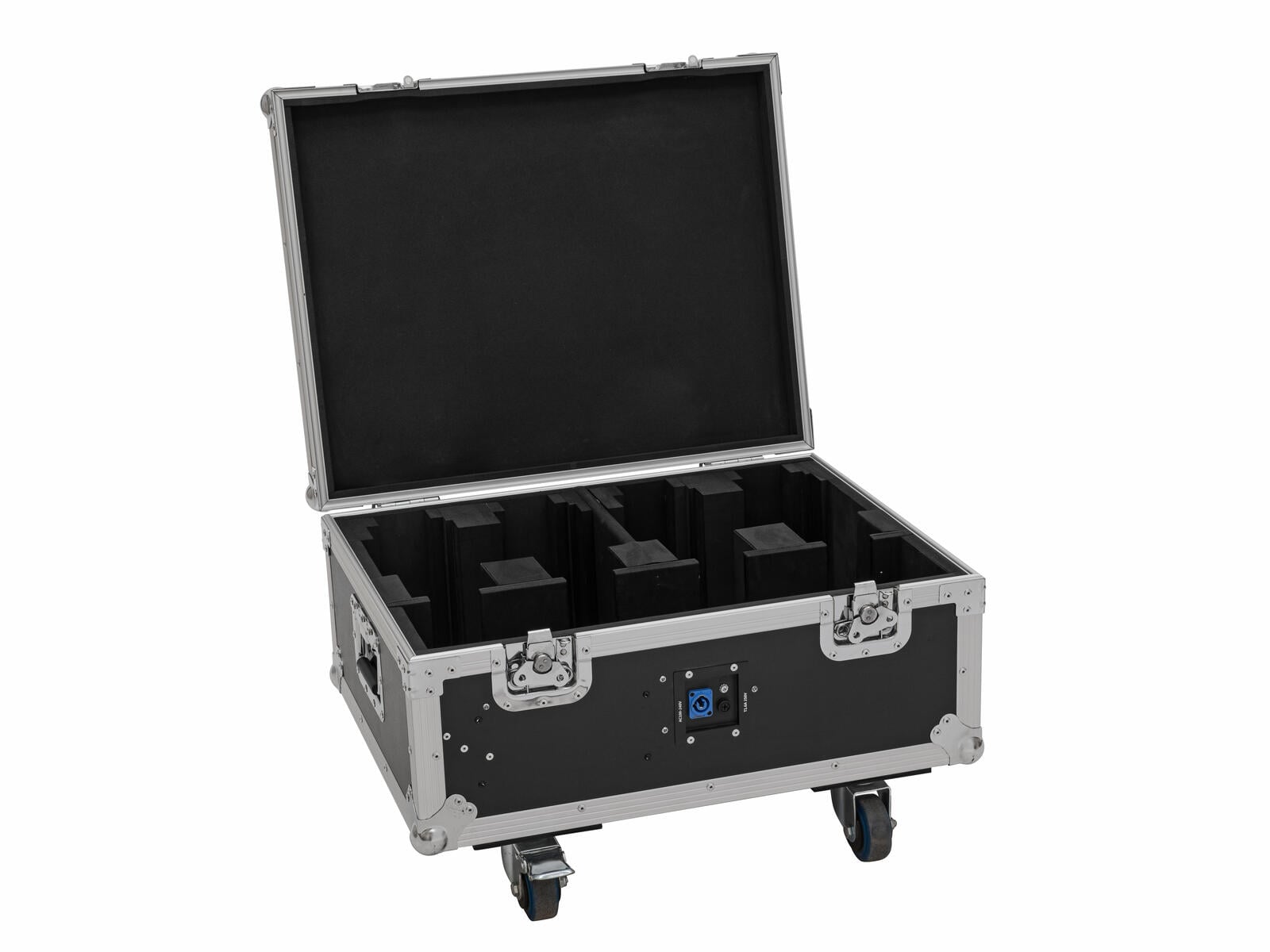 Roadinger 4x AKKU MBT-Flightcase 3 con ruedas y función de carga 4x AKKU MBT