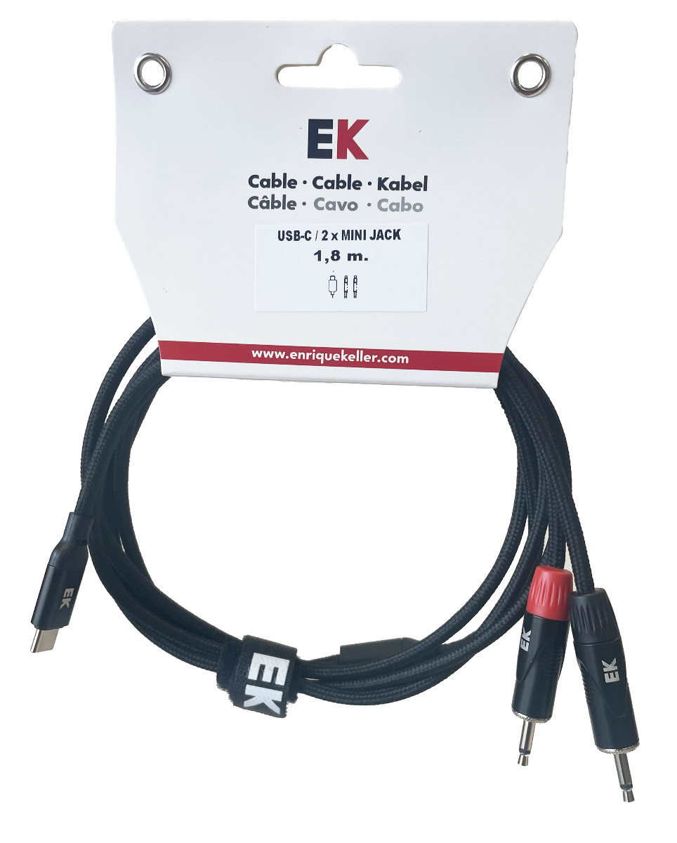 EK Audio Cable  Usb-C Minijack Macho  X 2 Mono 1,8 M HDMI22018