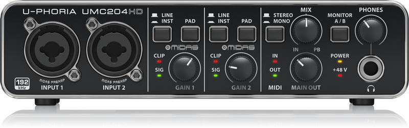 BEHRINGER UMC204HD U-PHORIA Interface de Audio/Midi USB UM-C204 HD
