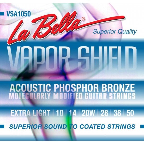 La Bella VSA1050 Juego De Cuerdas  Para Guitarra Acústica Vapor Shield Extra Light VSA1050