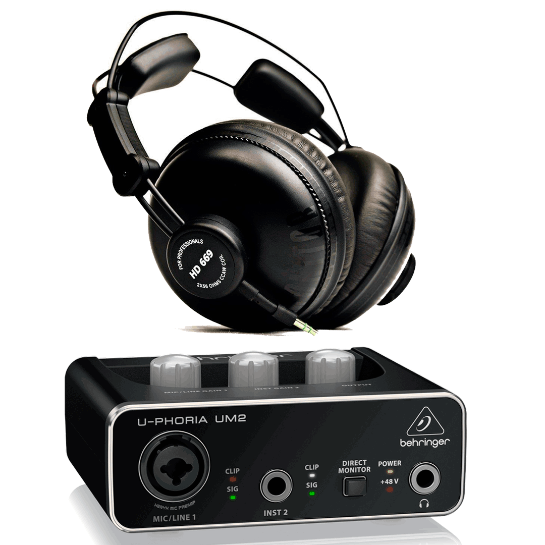 Behringer Interface Audio UM2 U-Phoria + Auriculares Estudio Pro Superlux HD669 UM 2 U-Phoria