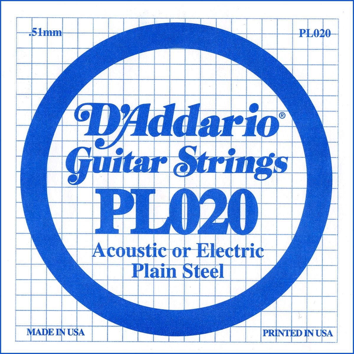 D´addario PL020 Cuerda Suelta para Guitarra Eléctrica y Acústica PL020
