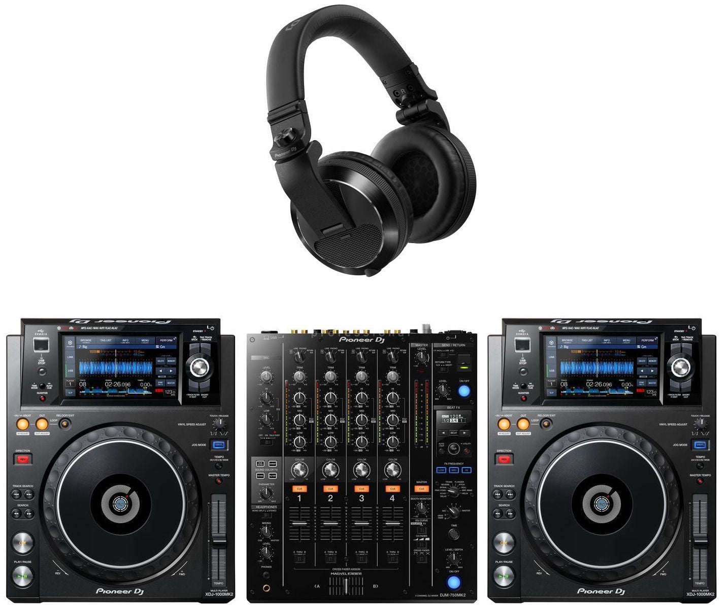 Pioneer Dj Pack 2 XDJ-100MK2 + DJM-750 + HDJ-X7K Pack 2 XDJ-100MK2 + DJM-750 + HDJ-X7K