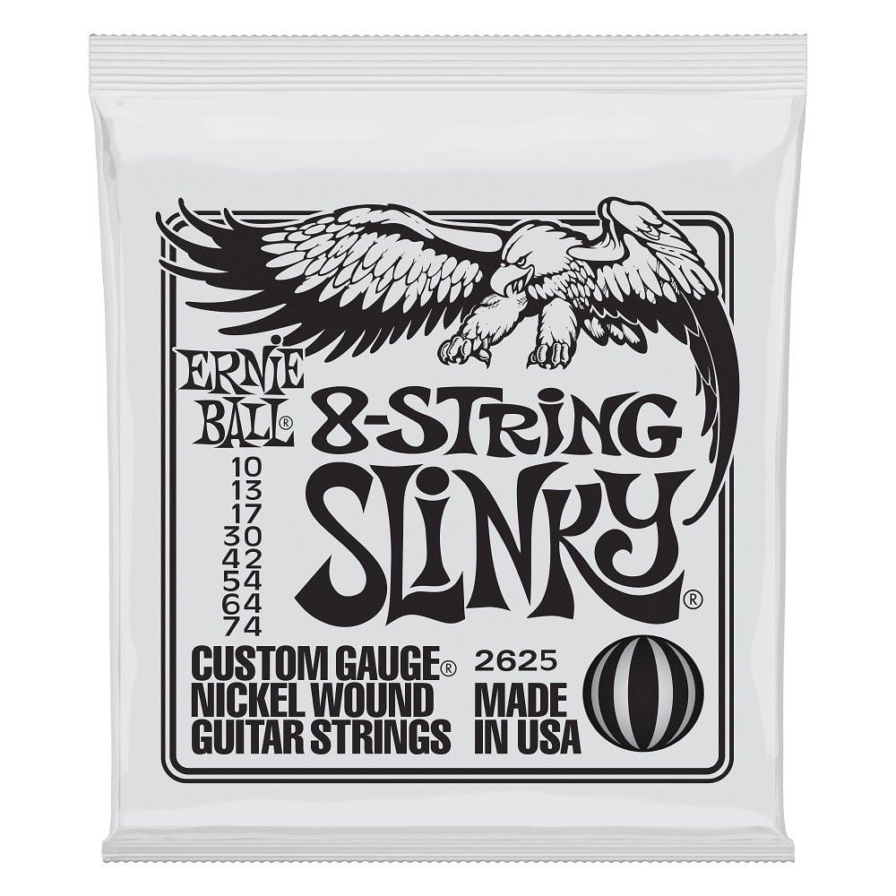 Ernie Ball 2625 Slinky Custom Gauge Set 8 Cuerdas Para Guitarra Eléctrica 10-74 2625