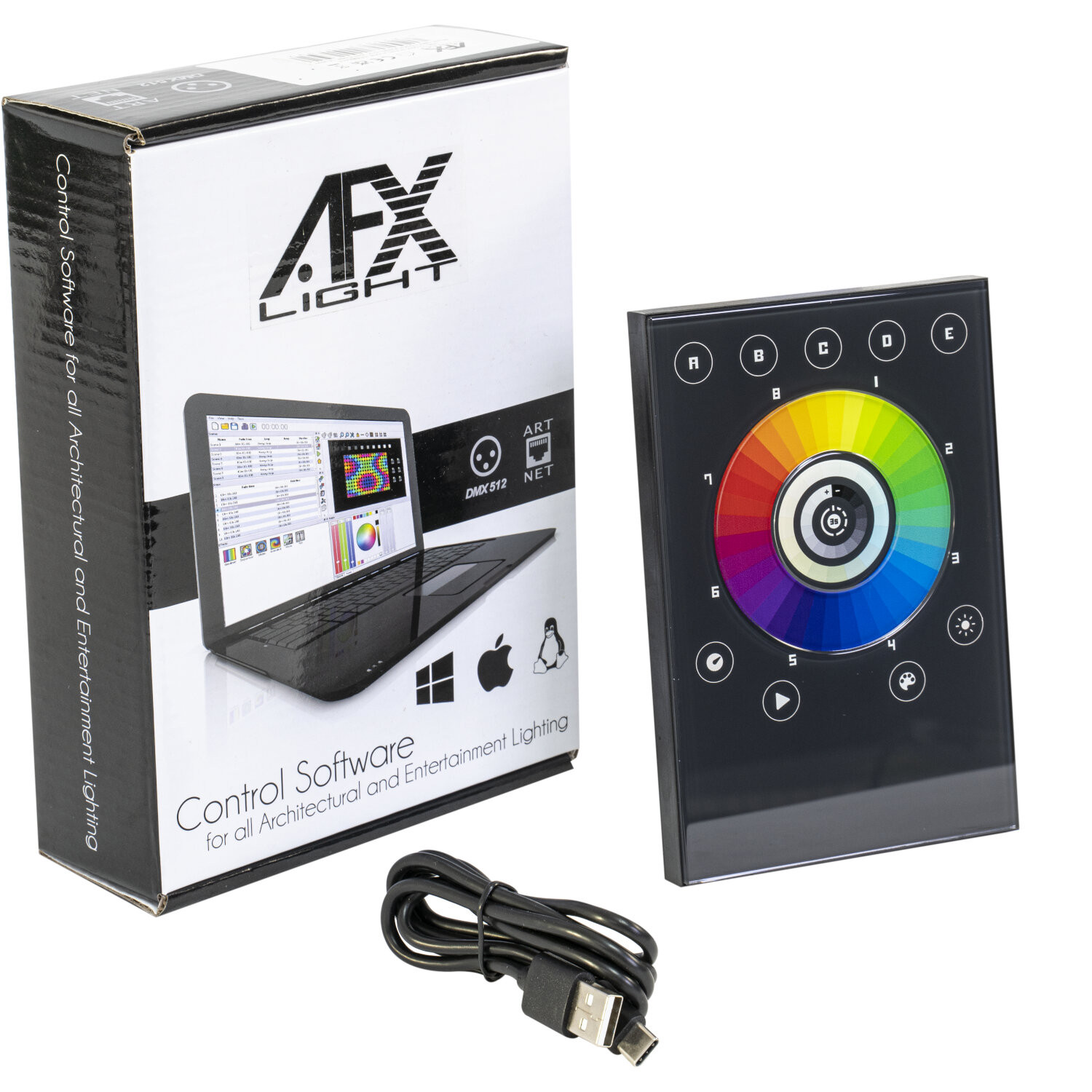 AFX DMX-TOUCH-PANEL-512 Controlador de Ilumanación de Pared ULTRA-THIN WALL MOUNTED USB TO DMX STAND ALONE INT