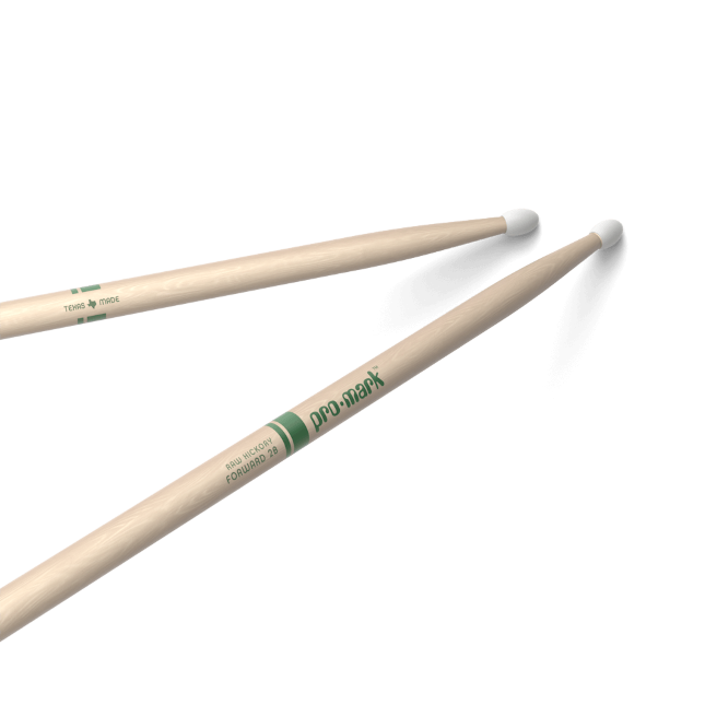 ProMark TXR2BN Baqueta Classic Forward 2B Raw Nogal americano con punta ovalada de nailon TXR2BN