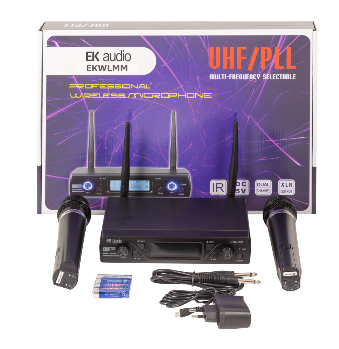 EK Audio Sistema Inalámbrico De Dos Micrófonos De Mano wlmm EKWLMM