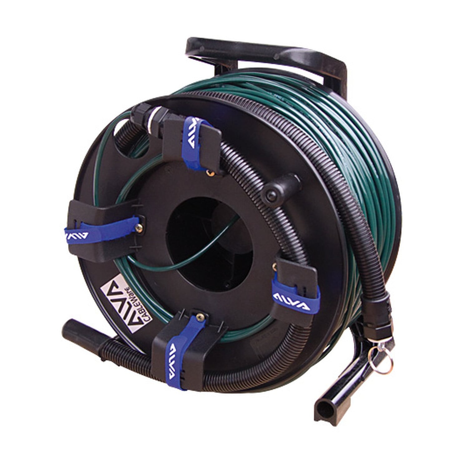ALVA MCD300 Bobina de cable multicanal MADI óptico SC a SC, verde oscuro, 300m MCD300