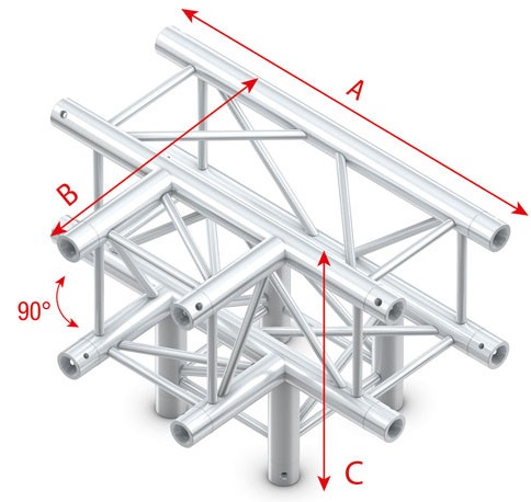 Showtec GQ30040 T-Cross + down 4-way - 50cm Pro-30 Square G Truss GQ30040