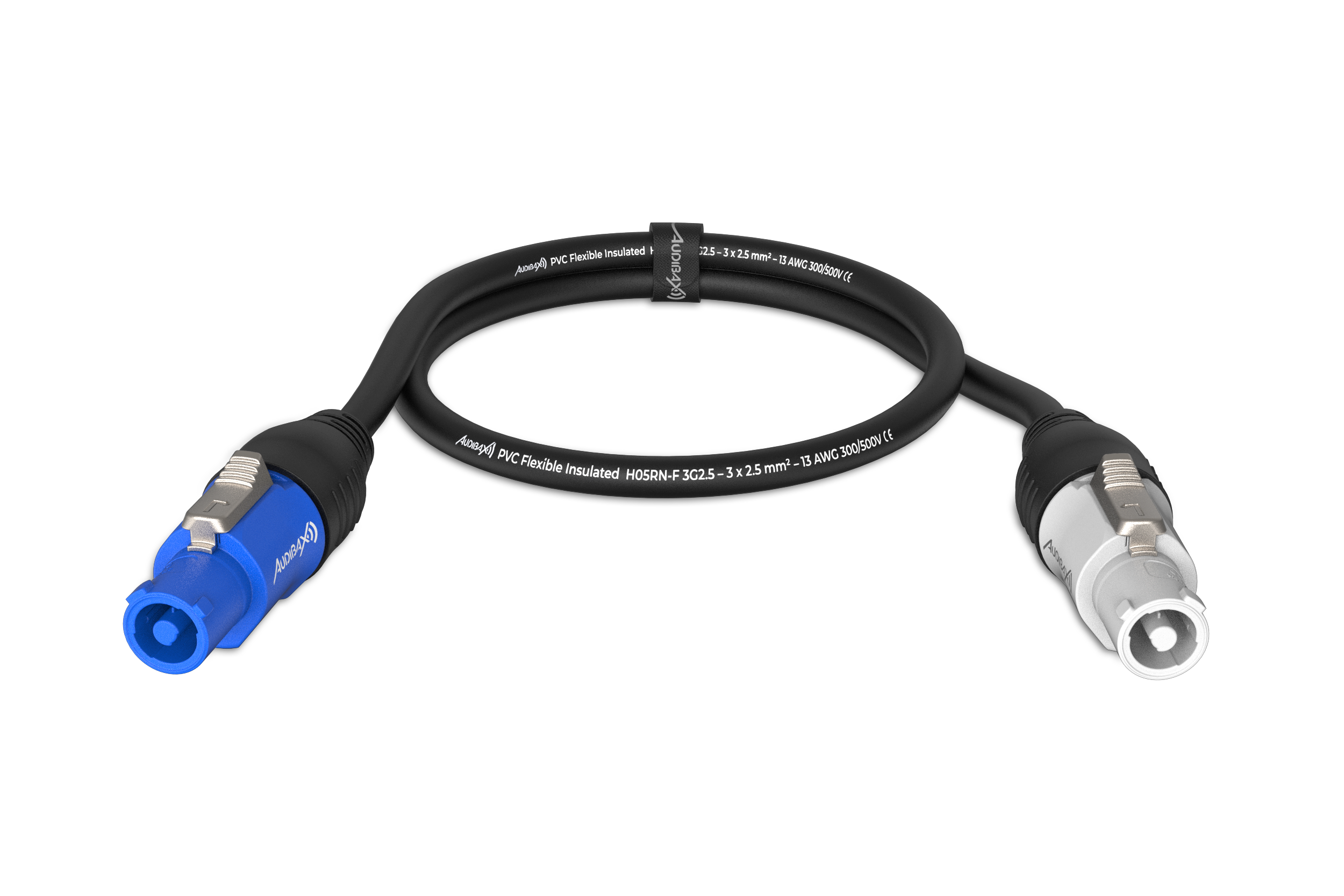 Audibax PWC100-25 Extensión Cable input PowerCON Azul a output PowerCON Gris 1 m PWC100-25