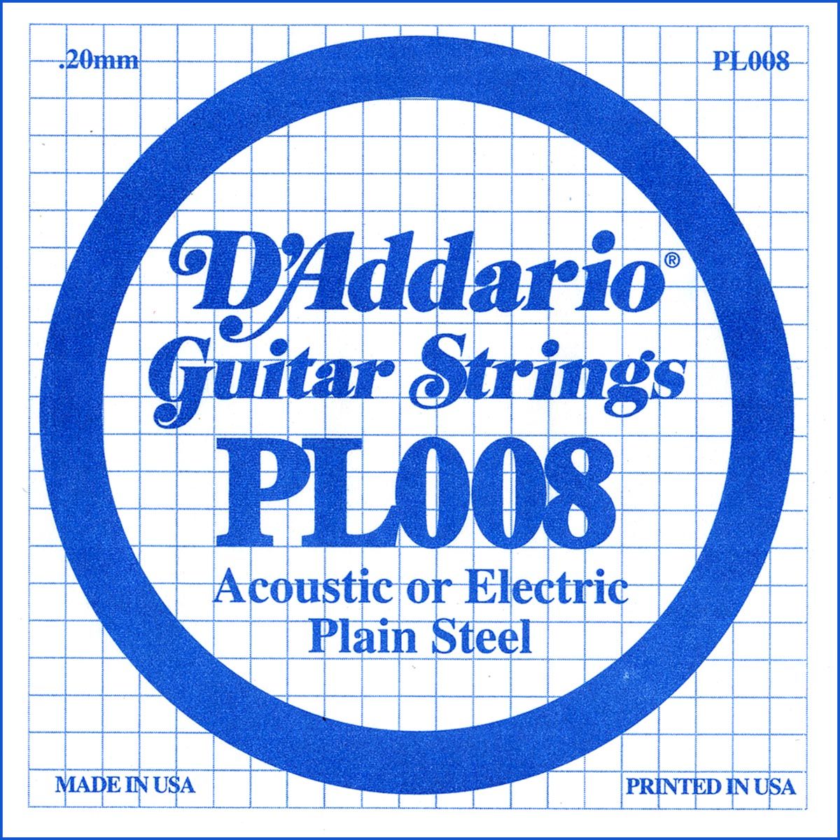 D´addario PL008 Cuerda Suelta para Guitarra Eléctrica y Acústica PL008