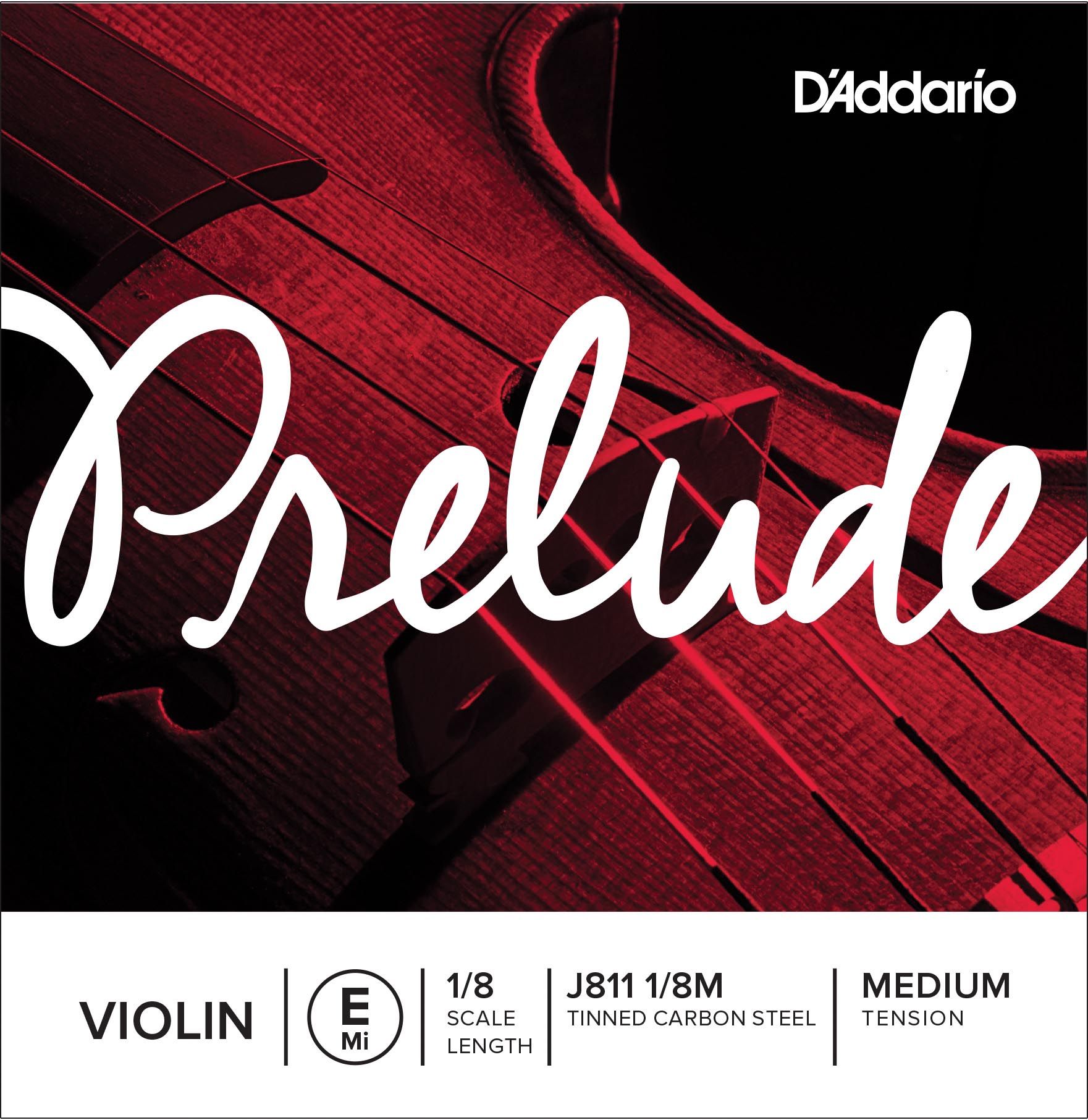 D´addario J811 Cuerda Prelude Mi (E) para violin 1/8, tensión media J811-1/8M Prelude Violin E