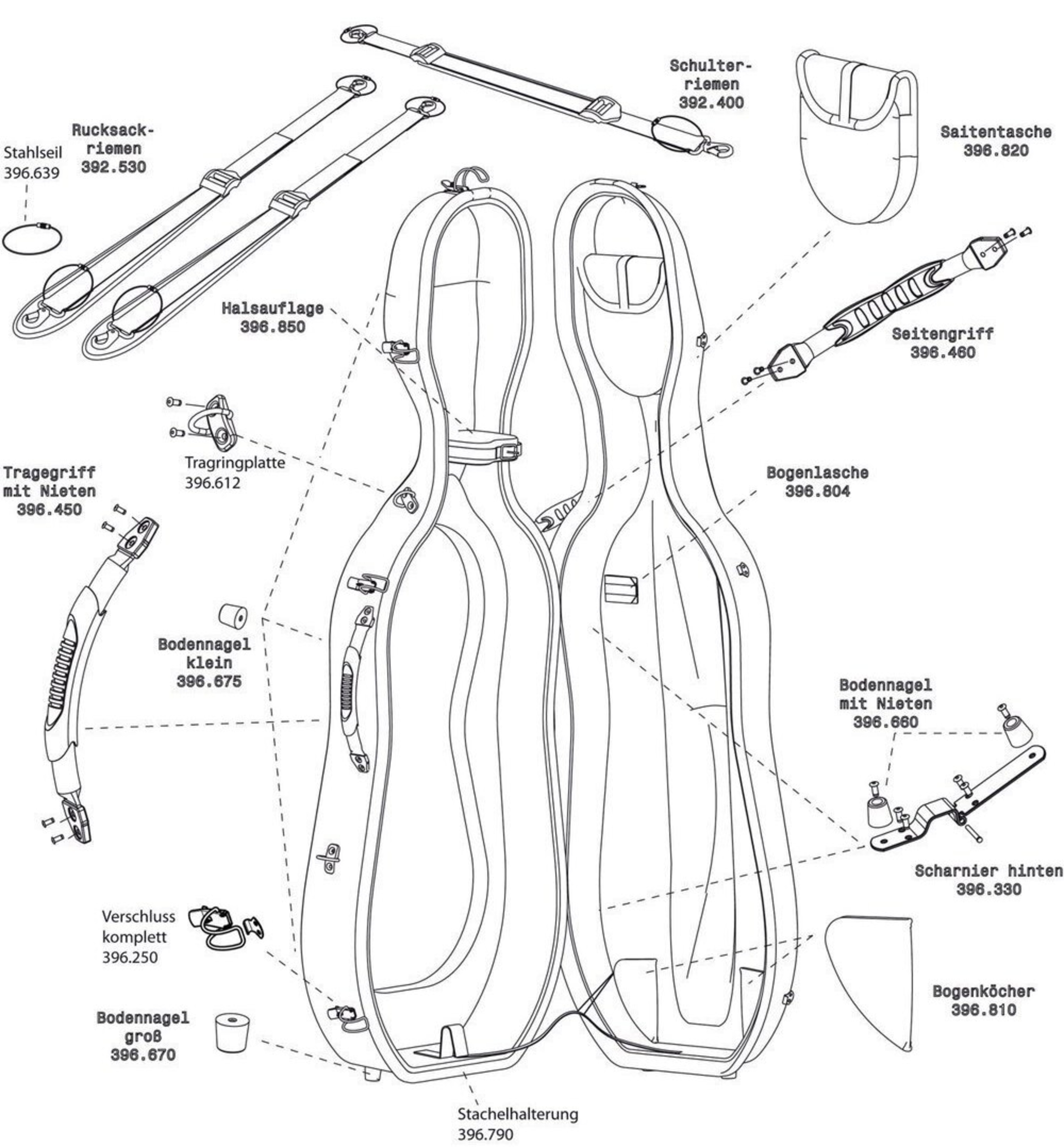 Gewa Patas Laterales para Estuche Cello Idea Futura Patas Laterales para Estuche Cello Idea Futura