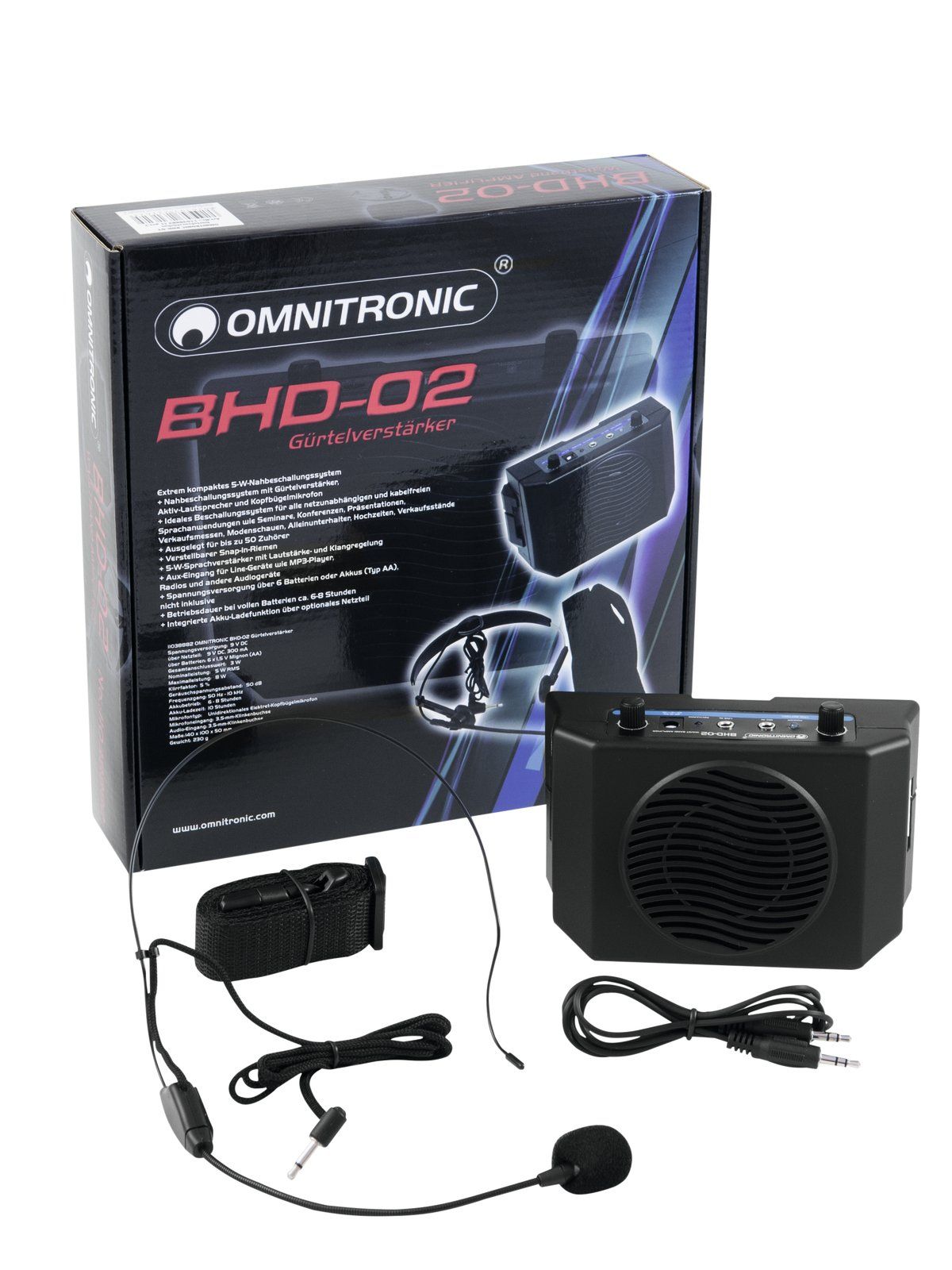 Omnitronic BHD-02 Amplificador con Micrófono Portátil BHD-02