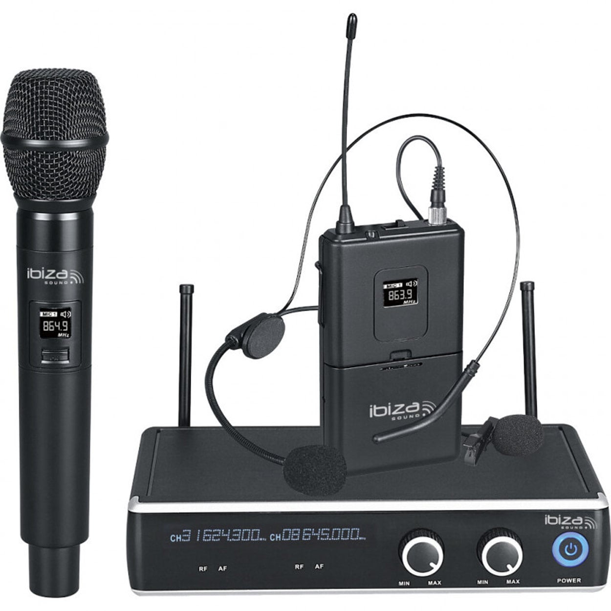 Ibiza Sound DR20UHF-HB Set Completo Doble Receptor UHF DR20UHF-HB