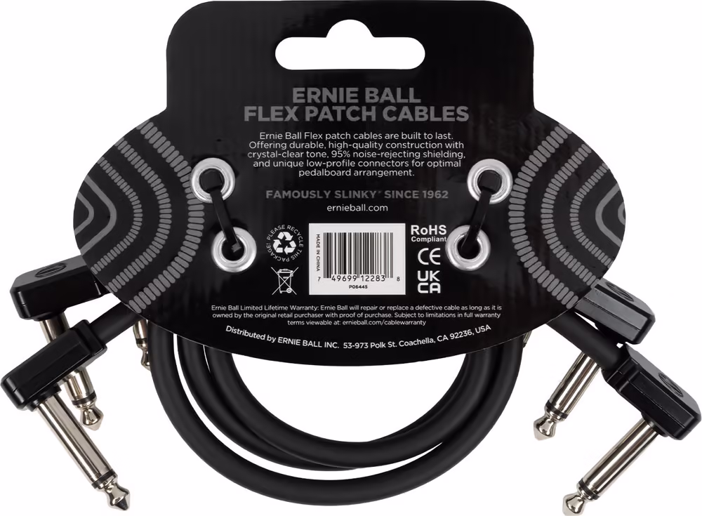 ERNIE BALL Cable Eb Flex Patch 12? Negro - Pack 3 EEB6445