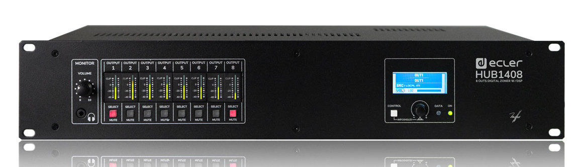 Ecler Gestor de Zonas de Audio Digital DSP Integrado HUB1408