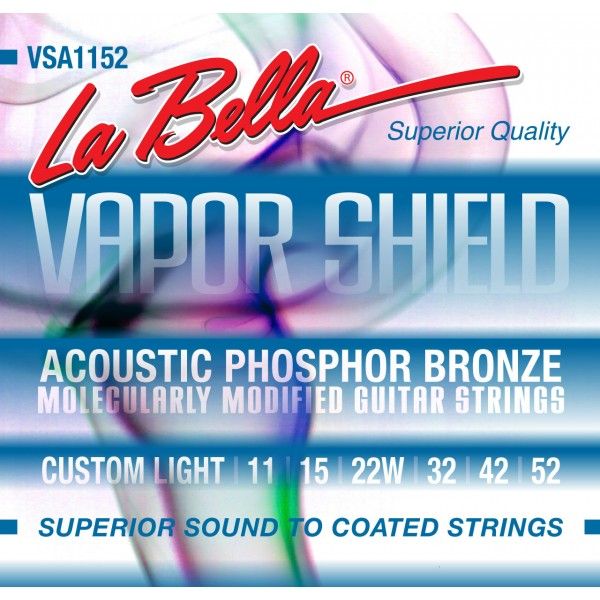 La Bella VSA1152 Juego De Cuerdas Para Guitarra Acústica Vapor Shield Custom Light VSA1152