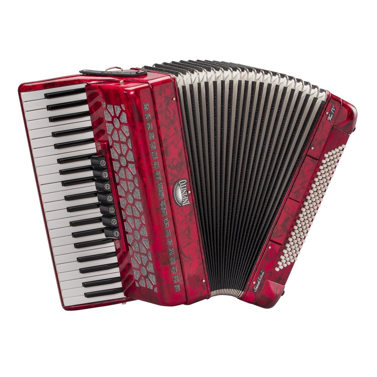 Soundsation Acordeón rojo A41120-RD de 120 bajos y 3/5 A41120-RD