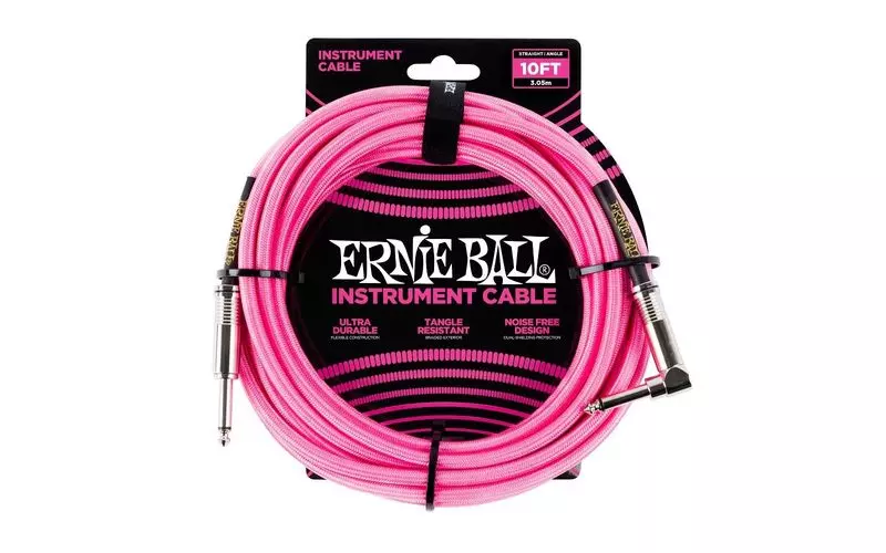 Ernie Ball 6078 Jack a Jack Cable Instrumento Trenzado 2,54 Metros Rosa 6078