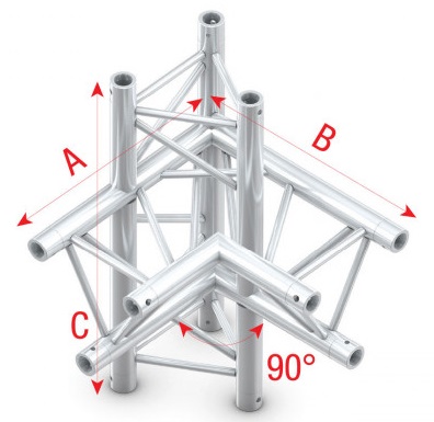 Showtec FT30045 Corner 90 up/down, left-50cm Pro-30 Triangle P Truss FT30045