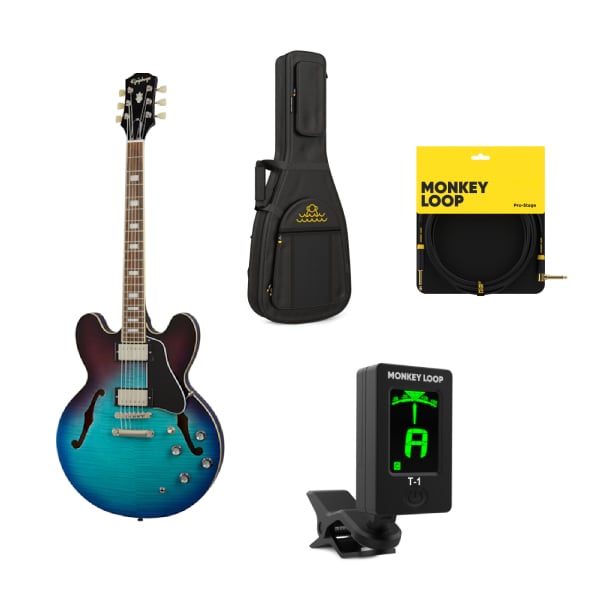 Epiphone ES-335 Figured Blueberry Burst Guitara Eléctrica + Kit Accesorios ES-335 Figured Blueberry Burst