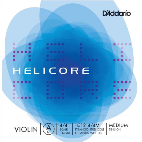 D´addario H312 Cuerda Helicore La (A) para violín 4/4, tensión media H312-4/4M Helicore Violin 4/4
