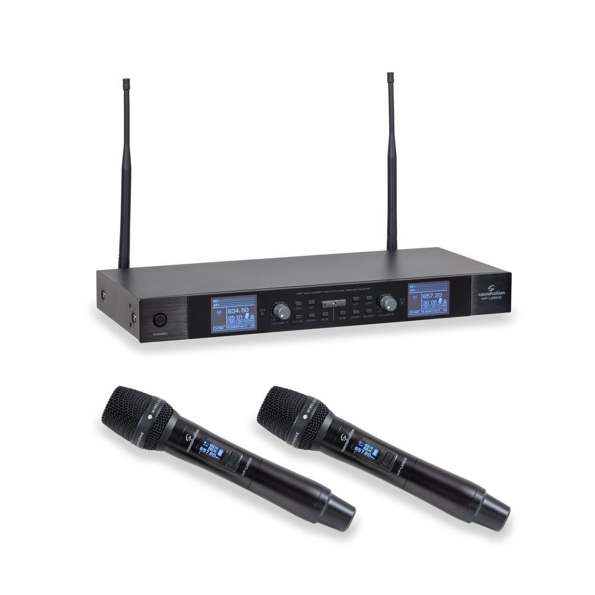 Soundsation Sistema de micrófono inalámbrico multicanal dual UHF True Diversity W WF-U2602HH