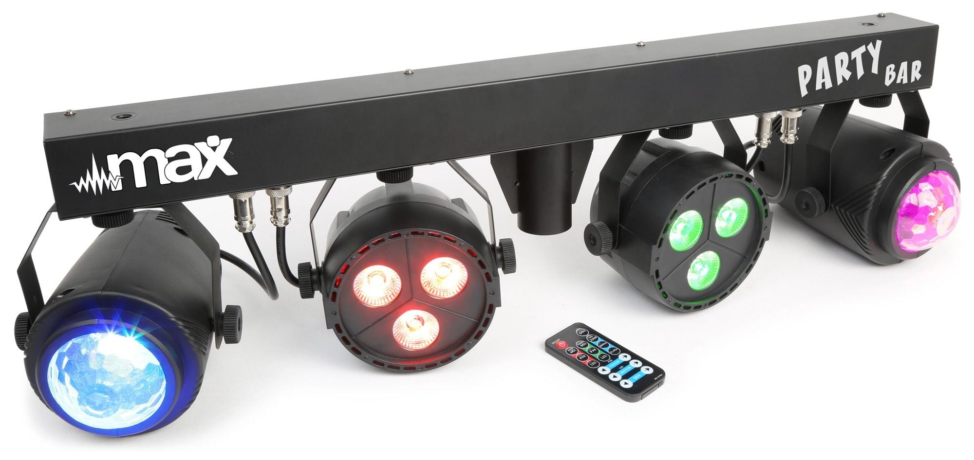 max 153236 Partybar Barra con 2 Focos PAR 3 leds 4-en-1 RGBW + 2 Jellymoon 153236