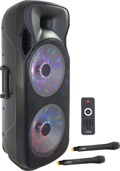 Party 215LED-MKll Altavoz Portátil 2 x 15" con USB, Bluetooth, Radio y 2 Micrófonos UHF 215LED-MKll