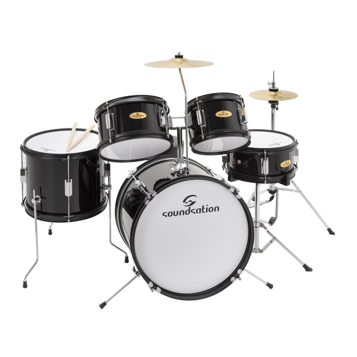 Soundsation Batería JDK100-BK Junior de 5 piezas, color negro. JDK100-BK
