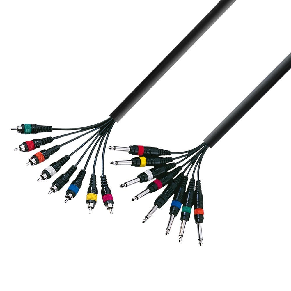 Adam Hall K3 L8 PC 0500 Manguera de Cable de 8 Jacks 6,3 mm mono a 8 RCA macho 5 m K3 L8 PC 0500