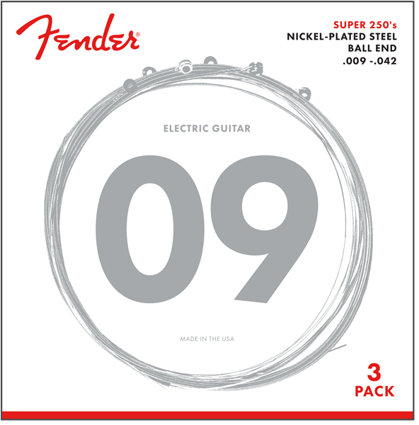 Fender Super 250L NPS (.009-.042 Gauges) pack de 3 730250309