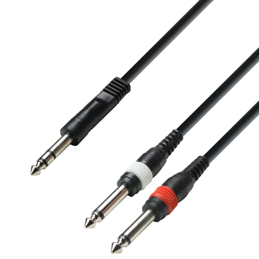 Adam Hall K3 YVPP 0100 Cable de Audio de Jack 6,3 mm estéreo a 2 Jacks 6,3 mm mono 1 m K3 YVPP 0100