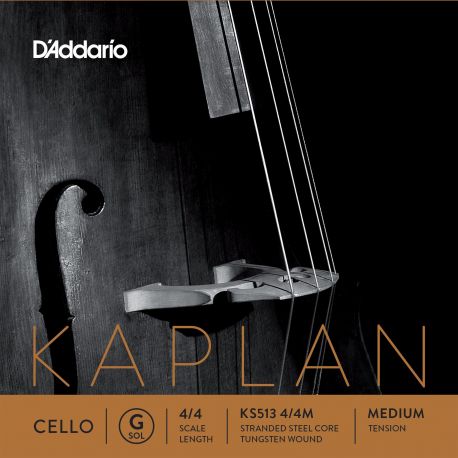 D´addario KS513 Cuerda Kaplan Solutions Sol (G) para violonchelo 4/4, tensión media KS513-4/4M Kaplan Solutions Cello G