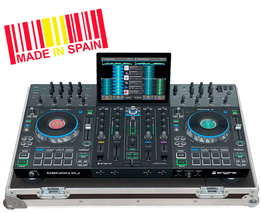 Walkasse WC-PRIME4-ESP Flight case controlador Denon PRIME4 Plata (Ruedas). WC-PRIME4-ESP