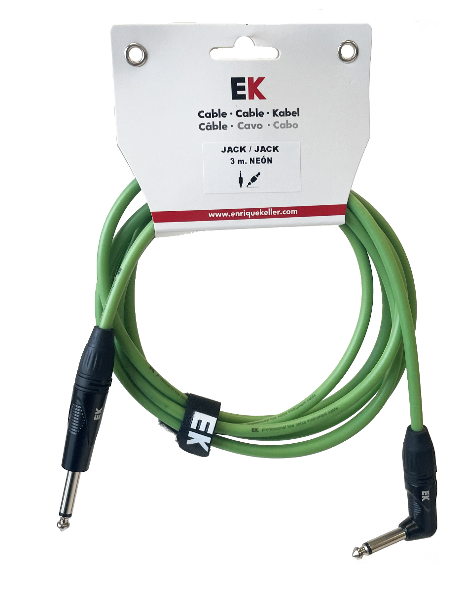 EK Audio Cable Jack-Jack Acodado Neón Verde Fluorescente 3M SFJJ0133GRF