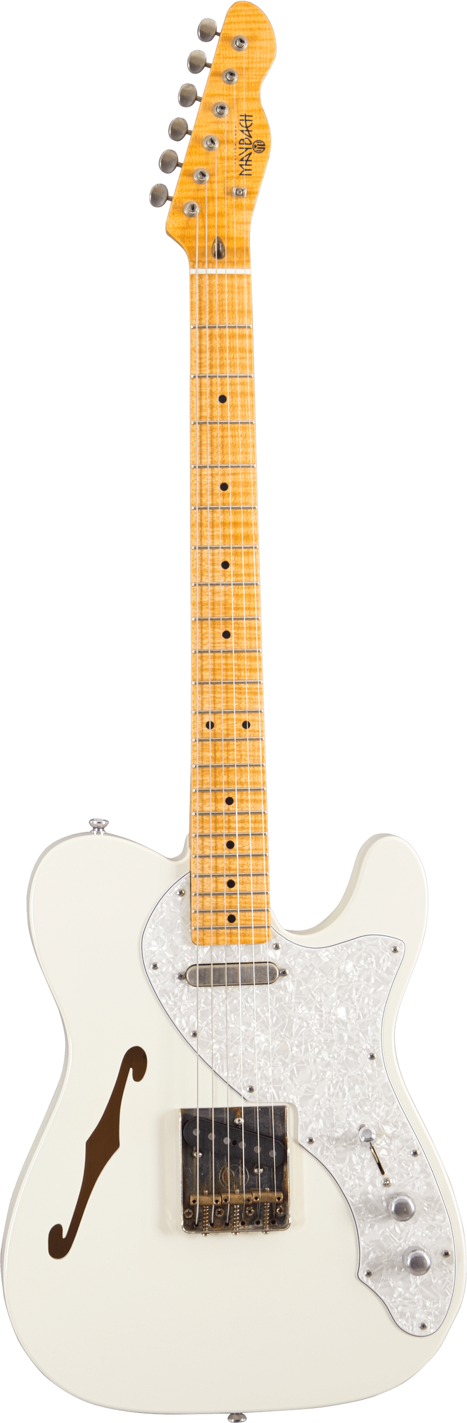 Maybach Guitars Texonian-Tl-Vw - Guitarra Electrica  Tipo Tele Thinline Vintage White Texonian TI VW