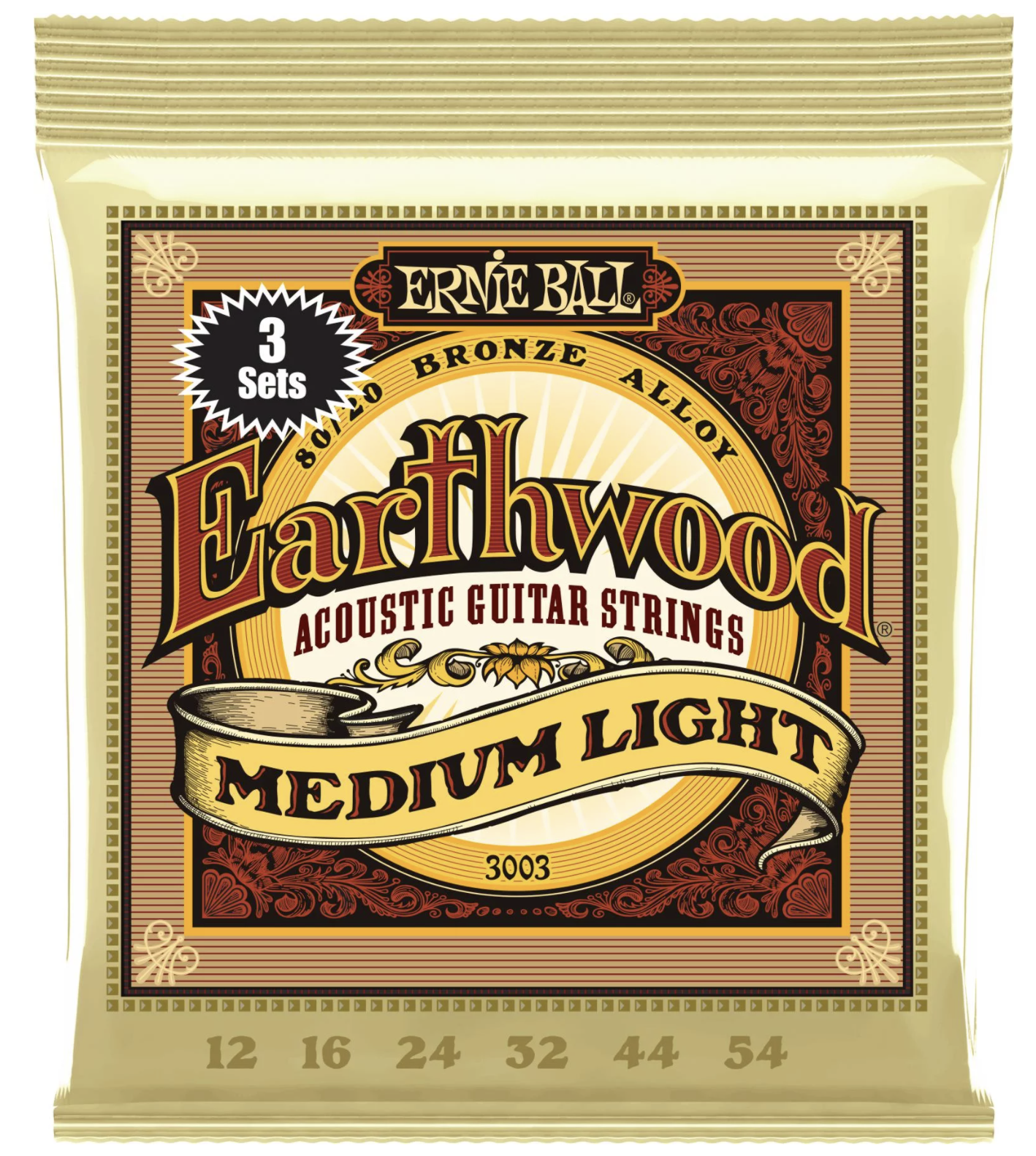 Ernie Ball 3003 Earthwood Medium Light Cuerdas Para Guitarra Acústica 12-54 3003