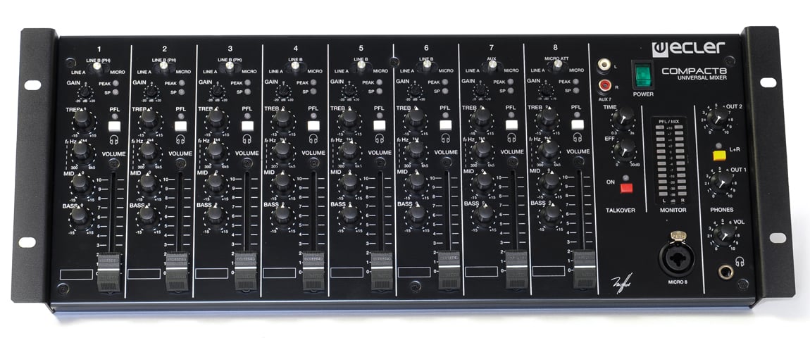 Ecler Mezclador de Audio Analógico para Instalación 8 Canales COMPACT8