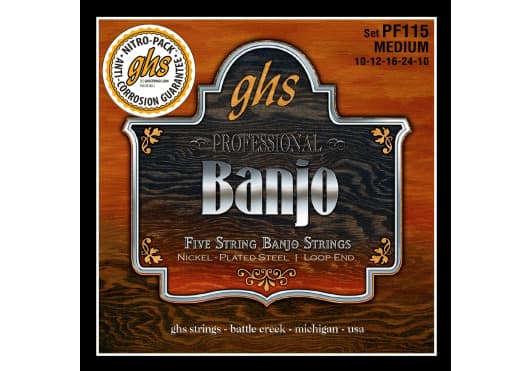 GHS Juego Banjo Nickel-Plate (5St) Medium CGHPF115