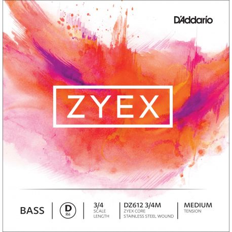 D´addario DZ612 Cuerda Suelta Contrabajo Zyex Re (D) 3/4 Tensión Media DZ612-3/4M Zyex Bass D med